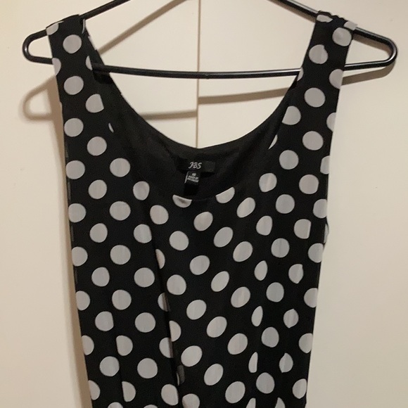 JBS Black Polka Dot Dress - Black dress with white polka dots, High-Low - Picture 3 of 12